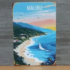 MALIBU レトロ風 ブリキ看板 OK1975