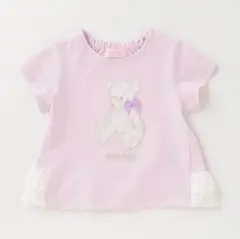 【美品】mezzo piano メゾピアノ 薄紫 クマ Tシャツ 半袖　フリル