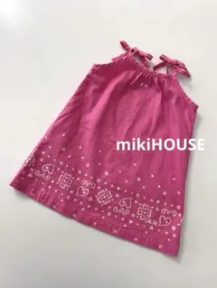 mikiHOUSEミキハウスベビーキャミワンピースピンクバンダナ柄90cm