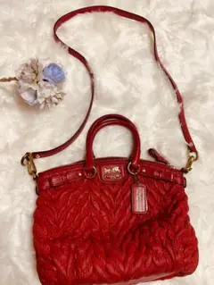 【美品】COACHコーチ ハンド ショルダー 2way バッグ 18598 赤