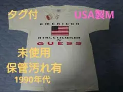 未使用　訳アリ　GUESS　Tシャツ　USA製 М 保管汚れ黄ばみ有