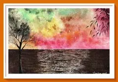 風景　 水彩画 原画　手描き　A4