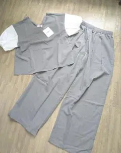 【新品】セットアップ 半袖トップス ワイドパンツ L