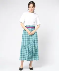 【中古美品】MUVEIL(ミュベール) Tシャツコンビワンピース(36)