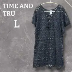 レースチュニック ブラック 【L】 レース 透け感あり 夏 大人っぽい 古着