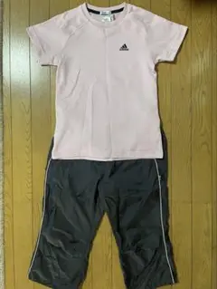 adidas 半袖　ピンク　トレーニング　パンツ　ブラック　上下　2点セット