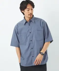 美品 グリーンレーベル ファインシャンブレー ショートスリーブ シャツ