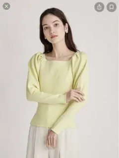 新品タグ付 celford 36 LIME スクエアニットプルオーバー