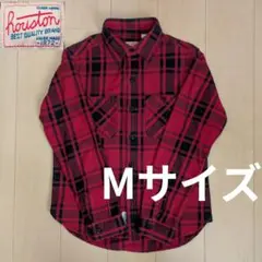 【匿名配送】ヒューストン　ネルシャツ　チェック　Mサイズ　赤×黒