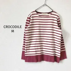 クロコダイル CROCODILE カットソー ロングTシャツ【M】ボーダー 赤