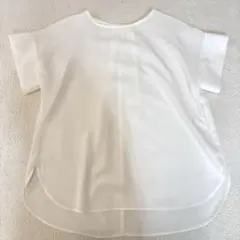 【美品】ＧUドレープTブラウス，ホワイト 半袖 S