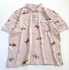 レア▼美品☆PAPAS パパス ベア柄ポロシャツ トップス 総柄 ピンク M相当