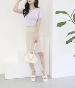 ロイヤルパーティー ガムストレッチ 　タイトスカート　ミニ丈　ベージュ