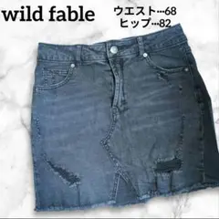 wild fable ダークデニム ミニスカート ダメージ加工 ミニスカ