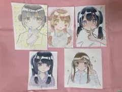 手描きイラスト 女の子 5枚セット