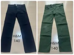 H&M チノパン 140サイズ ブラック グリーン