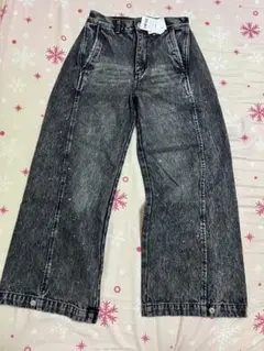Anchor Smith ワイドレッグデニムパンツ ブラック・グレー Sサイズ