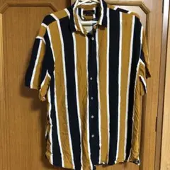 ZARA 半袖シャツ マスタード ネイビー