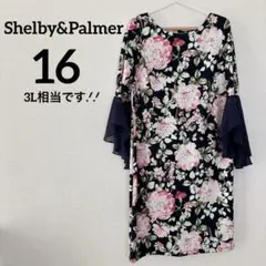 早い者勝ち❣️ Shelby & Palmer 【3L】花柄ネイビーワンピース