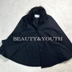 BEAUTY&YOUTH 毛皮 （ラム）ファー　コットンポンチョ ブラック　M