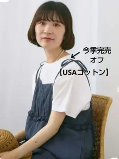 サマンサモスモスブルーUSAコットンアソートフレンチスリーブTシャツ新品オフ