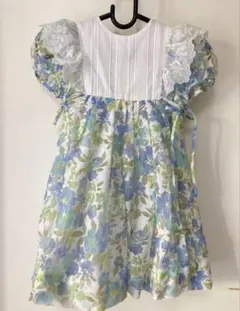 【値下】夏用ワンピース 100サイズ 花柄×レース リボン付き
