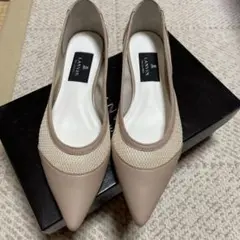 新品未使用 LANVIN ベージュ ポインテッドトゥシューズ 23.5cm