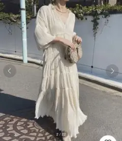 美品 SHIRRING PLEATS DRESS