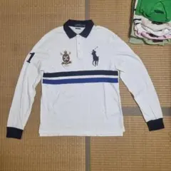 POLO RALPH LAUREN ポロシャツ 白 紺 L