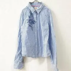 アバクロンビー&フィッチ ストライプシャツ　花プリント　コットン　長袖