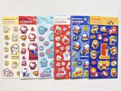 【サンリオ ぷっくりシール6点セット】キャラクター キティ ペックル等 レトロ柄