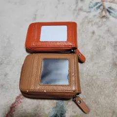 オレンジ・ブラウン レザー カードケース