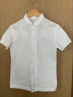 刺繍入りホワイト半袖ブラウス　綿100パーセント