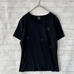 【KofKRIZIA】クリツィア ビーズ装飾 ブラック　半袖Tシャツ　a2988