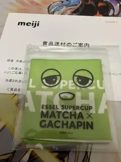 ガチャピン　明治　スーパーカップ　冷感タオル　ポーチ付き
