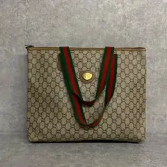 極 美品 オールドグッチ グッチプラス シェリーライン レザー トートバッグ