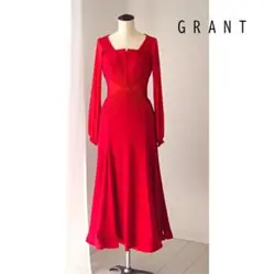 GRANT 美品 社交ダンス衣装 レッド 赤 ワンピース ドレス スパンコール