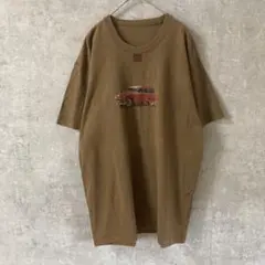 Papas Tシャツ Mサイズ パパス クラシックカー ワゴン車 半袖 茶色