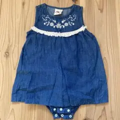 CANDY STRIP デニム刺繍ワンピース 80