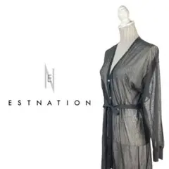 09T948☆ ESTNATION シースルー ブラック ロングワンピース M
