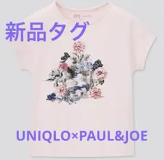 新品タグ☆UNIQLO ポール＆ジョー　猫イラストTシャツ ピンク160