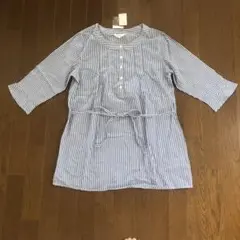新品タグ付き　ストライプ チュニック 五分袖 綿100% ニッセン