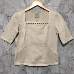 【Sybilla】シビラ 綿麻カノコ 5分袖 カットソー ベージュ M