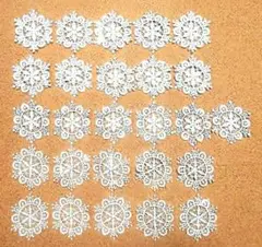 【3種☆計26枚】雪の結晶☆スノーフレーク☆刺繍レース☆モチーフ☆ハンドメイド
