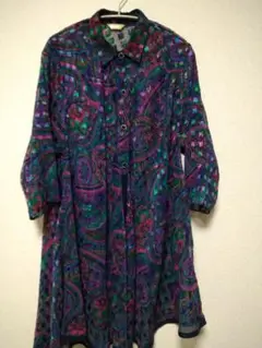 【お値下】美品　ビンテージラメ入り透ける　ロングシャツ