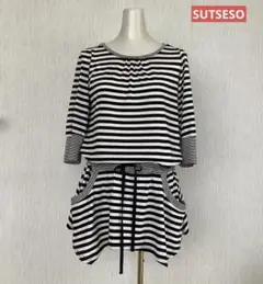SUTSESOスチェッソボーダーTシャツ　40サイズ　ウエストで切り替え技♪