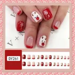 ネイルチップ クリスマス トナカイ レッド デート イベント つけ爪 DY261