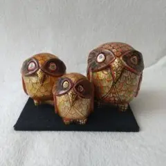 フクロウの木製彫刻セット