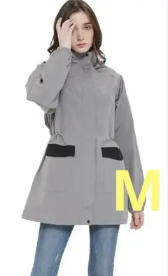 雨具　撥水　レインコート　グレー　Mサイズ　レディース