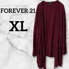 ✨️海外古着✨️FOREVER 21 【XL】バーガンディ ロングカーディガン 春夏